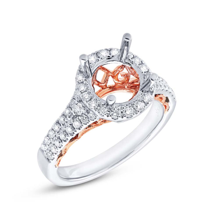 0.60ct 14k Two-tone Rose Gold Diamond Semi-mount Ring