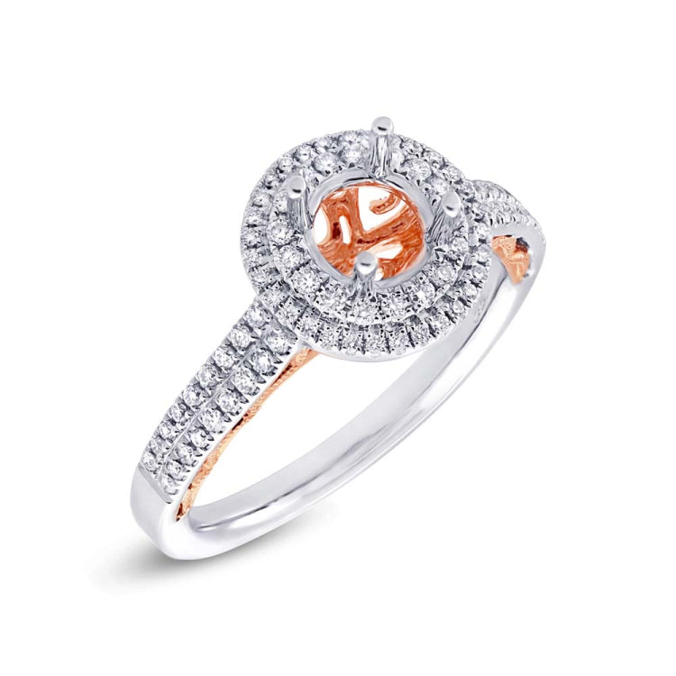 0.37ct 14k Two-tone Rose Gold Diamond Semi-mount Ring for 0.75ct Center