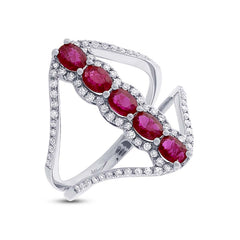 0.36ct Diamond & 1.08ct Ruby 14k White Gold Ring