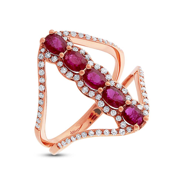 0.36ct Diamond & 1.08ct Ruby 14k Rose Gold Ring