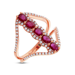 0.36ct Diamond & 1.08ct Ruby 14k Rose Gold Ring
