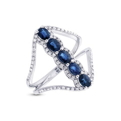 0.36ct Diamond & 1.27ct Blue Sapphire 14k White Gold Ring