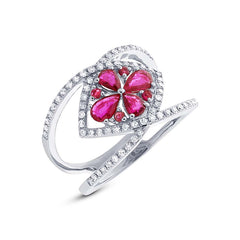 0.34ct Diamond & 0.80ct Ruby 14k White Gold Ring