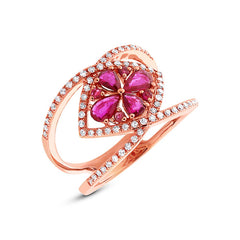 0.34ct Diamond & 0.80ct Ruby 14k Rose Gold Ring