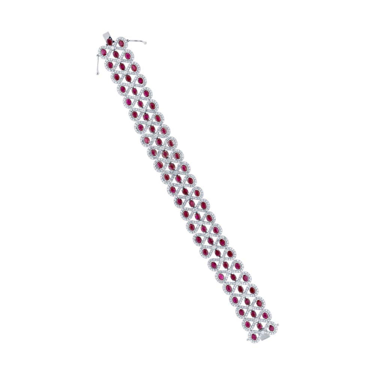 5.92ct Diamond & 16.39ct Ruby 14k White Gold Bracelet