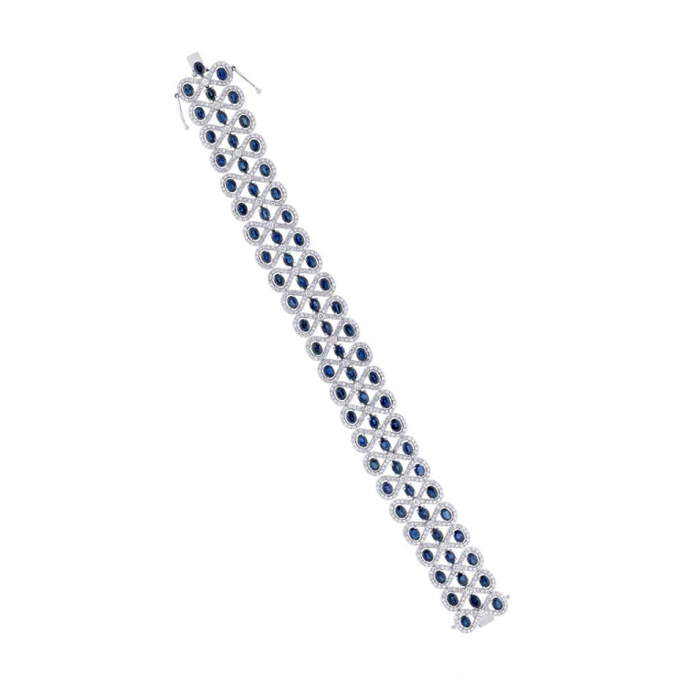 5.92ct Diamond & 17.79ct Blue Sapphire 14k White Gold Bracelet