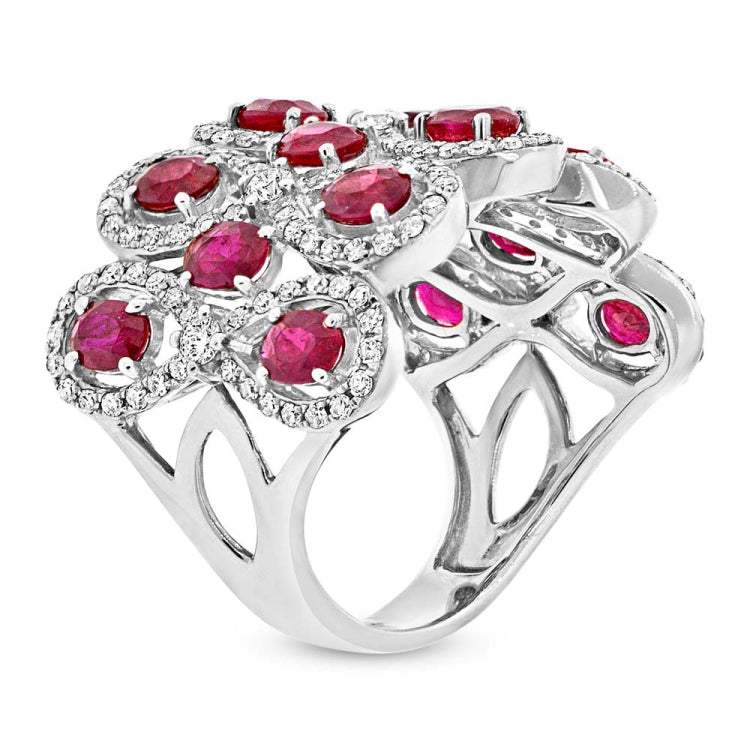 0.92ct Diamond & 2.65ct Ruby 14k White Gold Ring