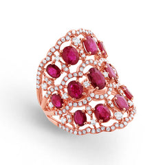 1.04ct Diamond & 4.18ct Ruby 14k Rose Gold Ring
