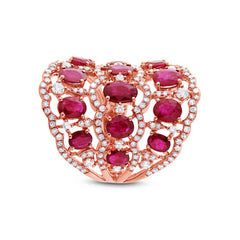 1.04ct Diamond & 4.18ct Ruby 14k Rose Gold Ring