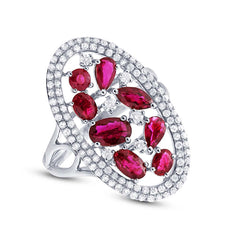 0.63ct Diamond & 1.94ct Ruby 14k White Gold Ring