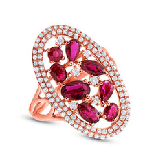 0.63ct Diamond & 1.94ct Ruby 14k Rose Gold Ring