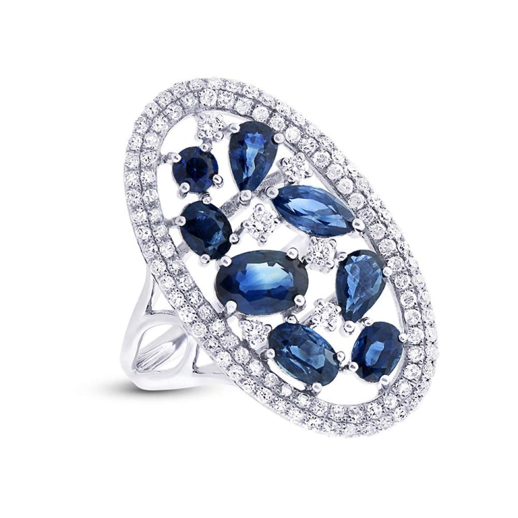 0.63ct Diamond & 2.25ct Blue Sapphire 14k White Gold Ring