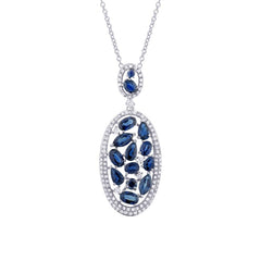 0.60ct Diamond & 3.41ct Blue Sapphire 14k White Gold Pendant
