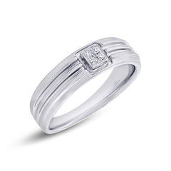 0.06ct 14k White Gold Diamond Men's Band