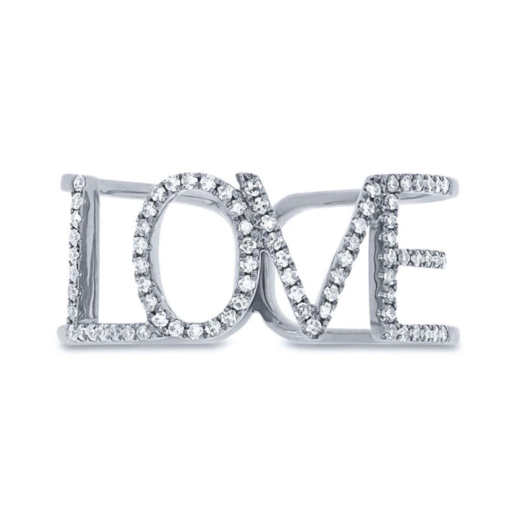 0.20ct 14k White Gold Diamond "Love" Ring Size 5