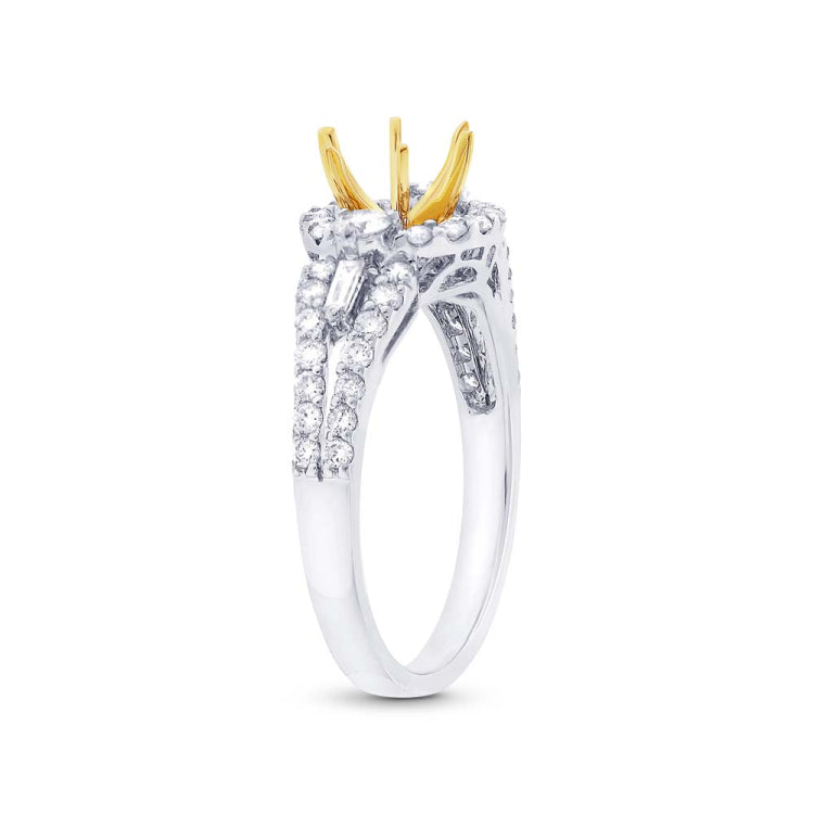 0.74ct 14k Two-tone Gold Diamond Semi-mount Ring