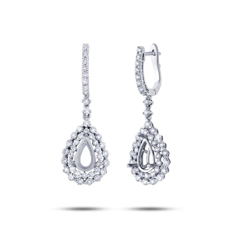2.14ct 18k White Gold Diamond Semi-mount Earring