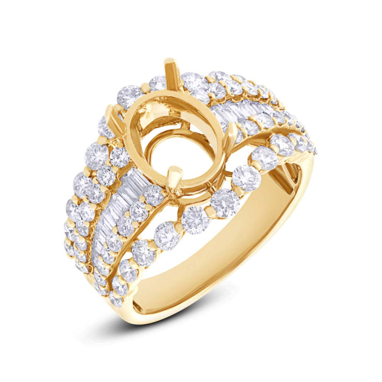 1.83ct 18k Yellow Gold Diamond Semi-mount Ring