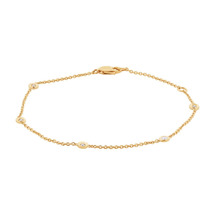 0.13ct 14k Yellow Gold 9" Diamonds By The Yard Anklet