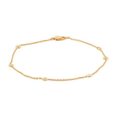 0.13ct 14k Yellow Gold 9" Diamonds By The Yard Anklet