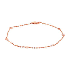 0.13ct 14k Rose Gold 9" Diamonds By The Yard Anklet