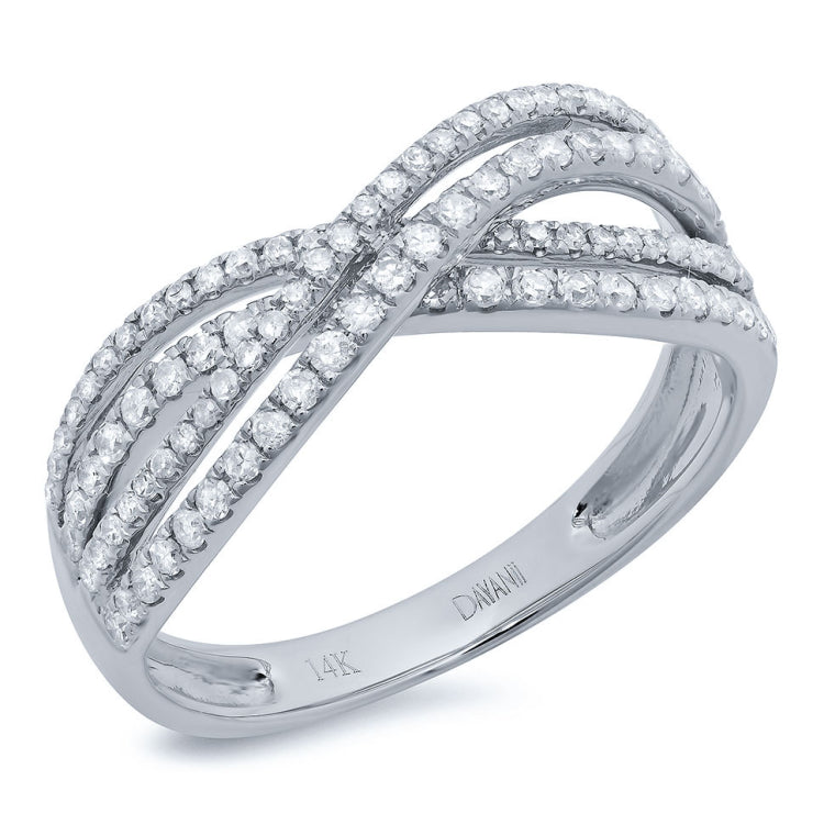 0.48ct 14k White Gold Diamond Bridge Ring Size 5