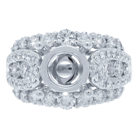 1.70ct 18k White Gold Diamond Semi-mount Ring Size 9.5