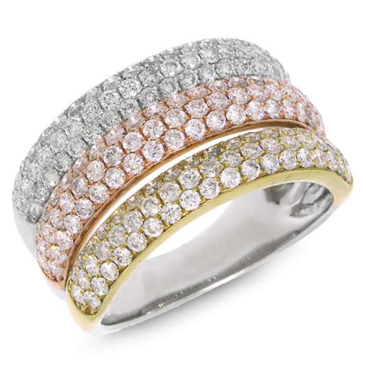 1.88ct 14k Three-tone Gold Diamond Pave Lady's Ring Size 5