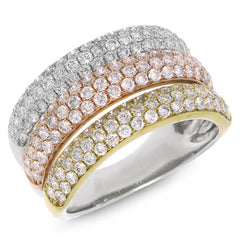 1.88ct 14k Three-tone Gold Diamond Pave Lady's Ring Size 5