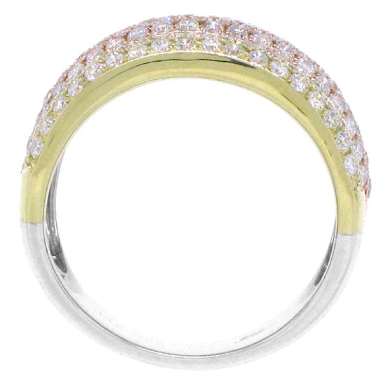 1.88ct 14k Three-tone Gold Diamond Pave Lady's Ring Size 5
