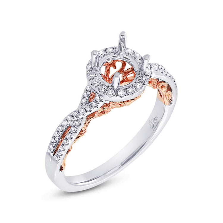 0.23ct 14k Two-tone Rose Gold Diamond Semi-mount Ring for 0.75ct Center