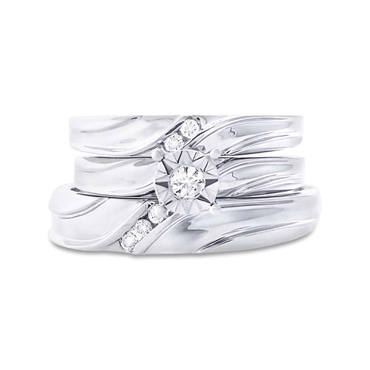 0.19ct 14k White Gold Diamond Trio Set