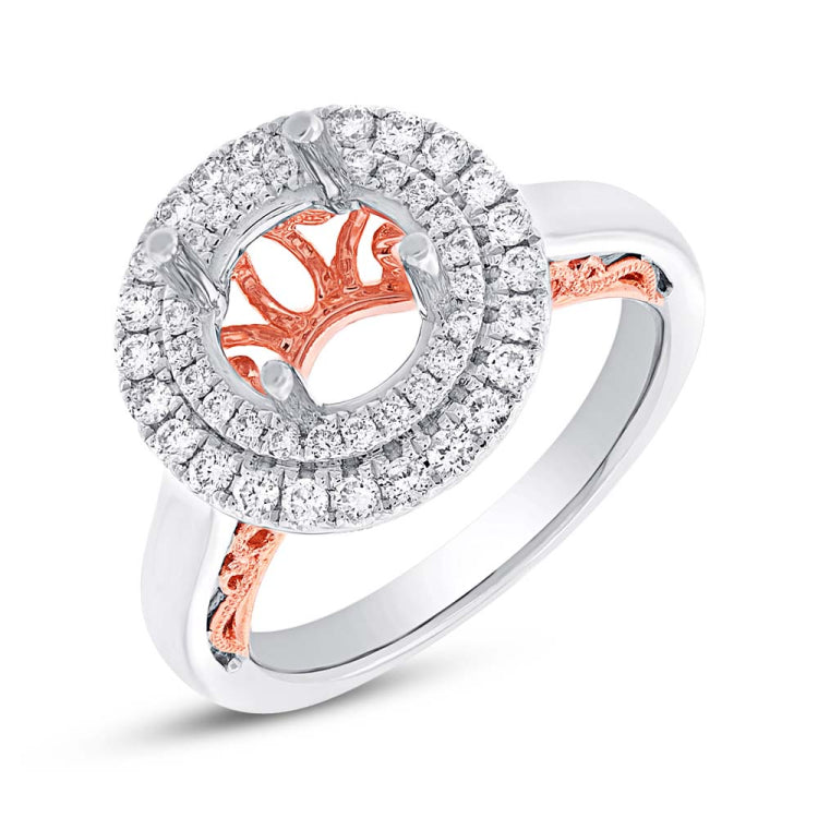 0.46ct 14k Two-tone Rose Gold Diamond Semi-mount Ring