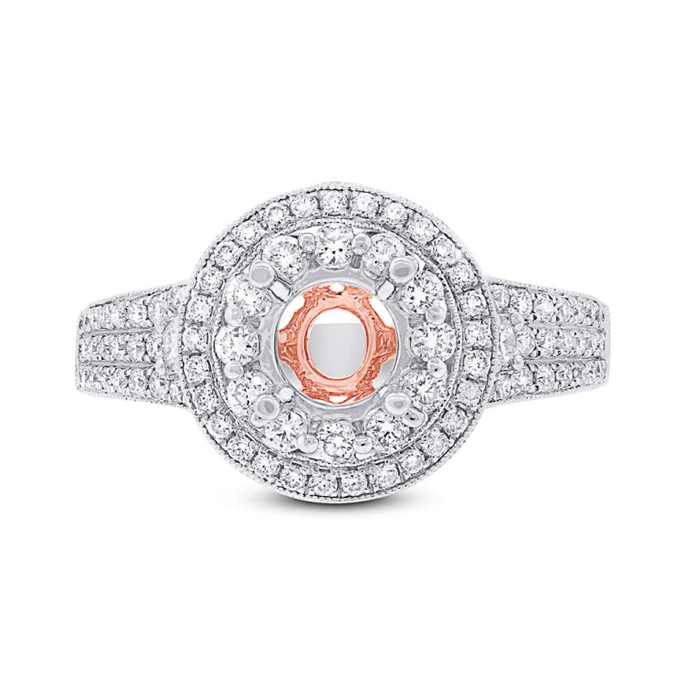 0.67ct 14k Two-tone Rose Gold Diamond Semi-mount Ring