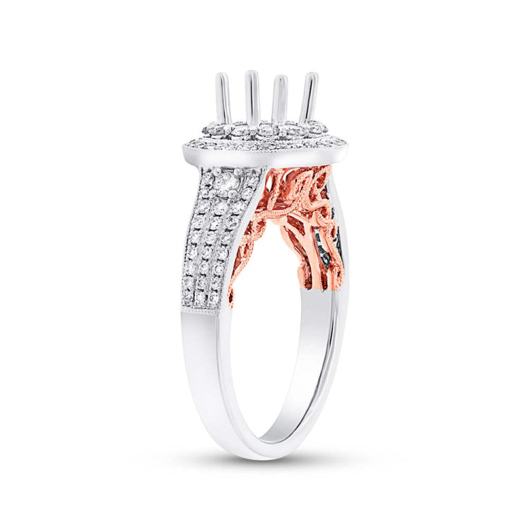 0.67ct 14k Two-tone Rose Gold Diamond Semi-mount Ring