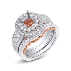 1.09ct 14k Two-tone Rose Gold Diamond Semi-mount Ring 3-pc
