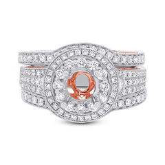 1.09ct 14k Two-tone Rose Gold Diamond Semi-mount Ring 3-pc