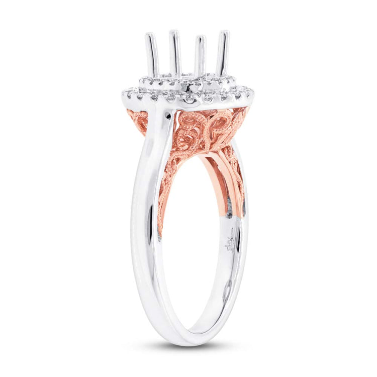 0.32ct 14k Two-tone Rose Gold Diamond Semi-mount Ring