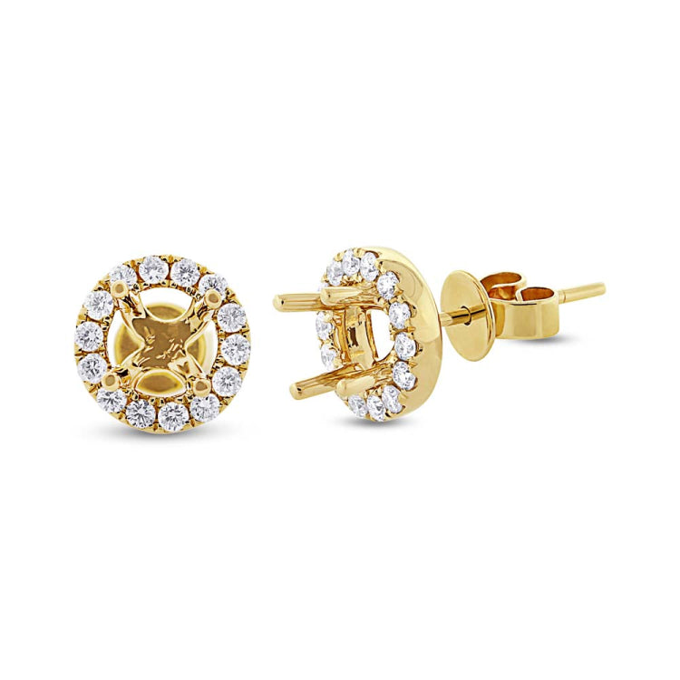 0.43ct 14k Yellow Gold Diamond Semi-mount Earring
