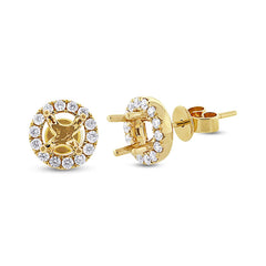0.43ct 14k Yellow Gold Diamond Semi-mount Earring