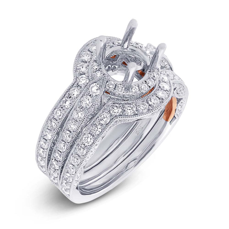 1.64ct 14k Two-tone Rose Gold Diamond Semi-mount Ring 3-pc