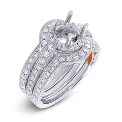 1.64ct 14k Two-tone Rose Gold Diamond Semi-mount Ring 3-pc