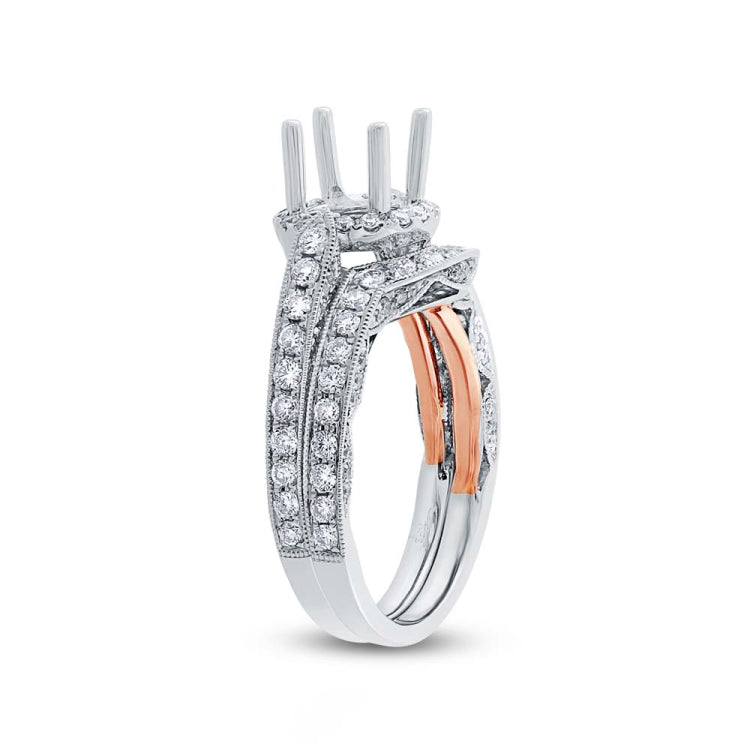 1.13ct 14k Two-tone Rose Gold Diamond Semi-mount Ring 2-pc