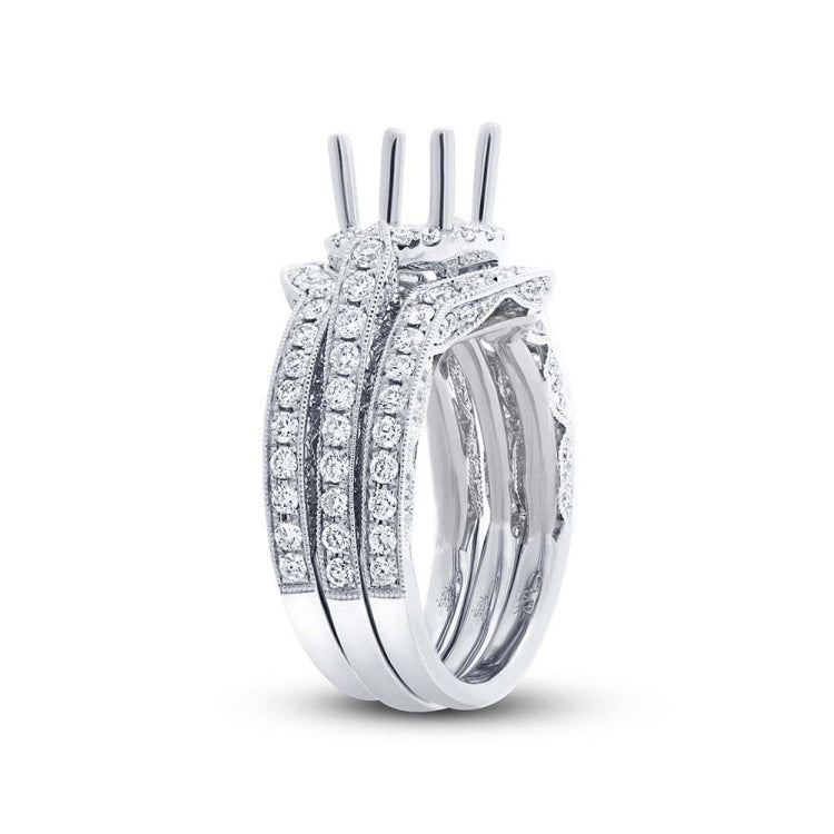 1.64ct 14k White Gold Diamond Semi-mount Ring 3-pc