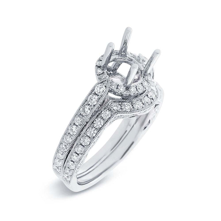 1.13ct 14k White Gold Diamond Semi-mount Ring 2-pc