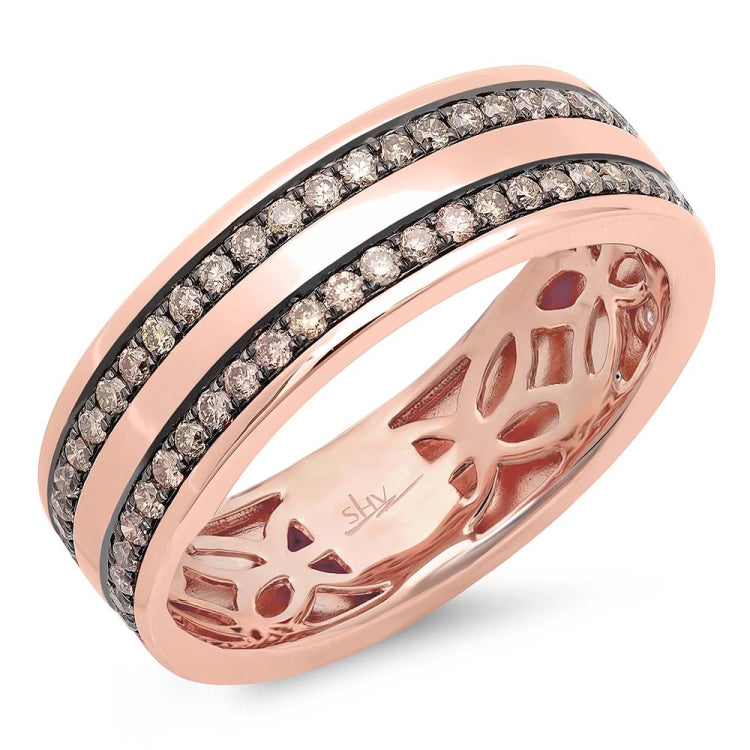 0.86ct 14k Rose Gold Champagne Diamond Men's Band Size 11