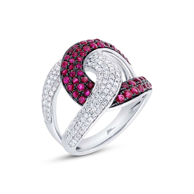 0.59ct Diamond & 1.15ct Ruby 14k White Gold Ring