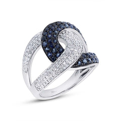 0.59ct Diamond & 1.10ct Blue Sapphire 14k White Gold Ring