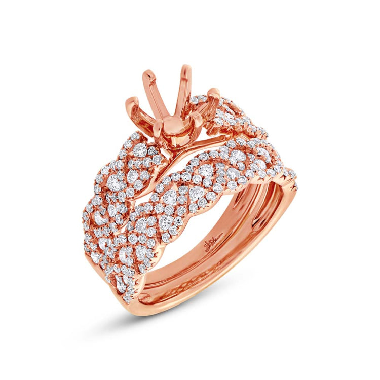 1.14ct 14k Rose Gold Diamond Semi-mount Ring 2-pc