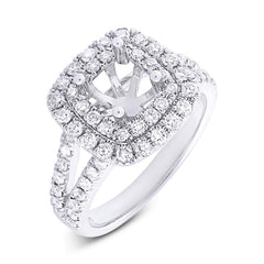 0.91ct 14k White Gold Diamond Semi-mount Ring for 6.5x6.5mm Center